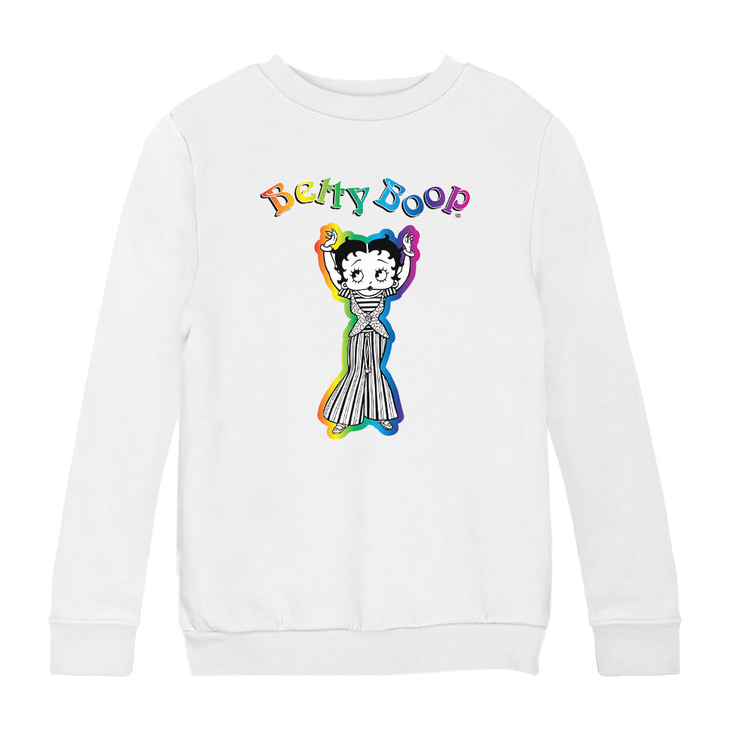 Betty Boop Groovy Striped Outfit Kids Sweatshirt