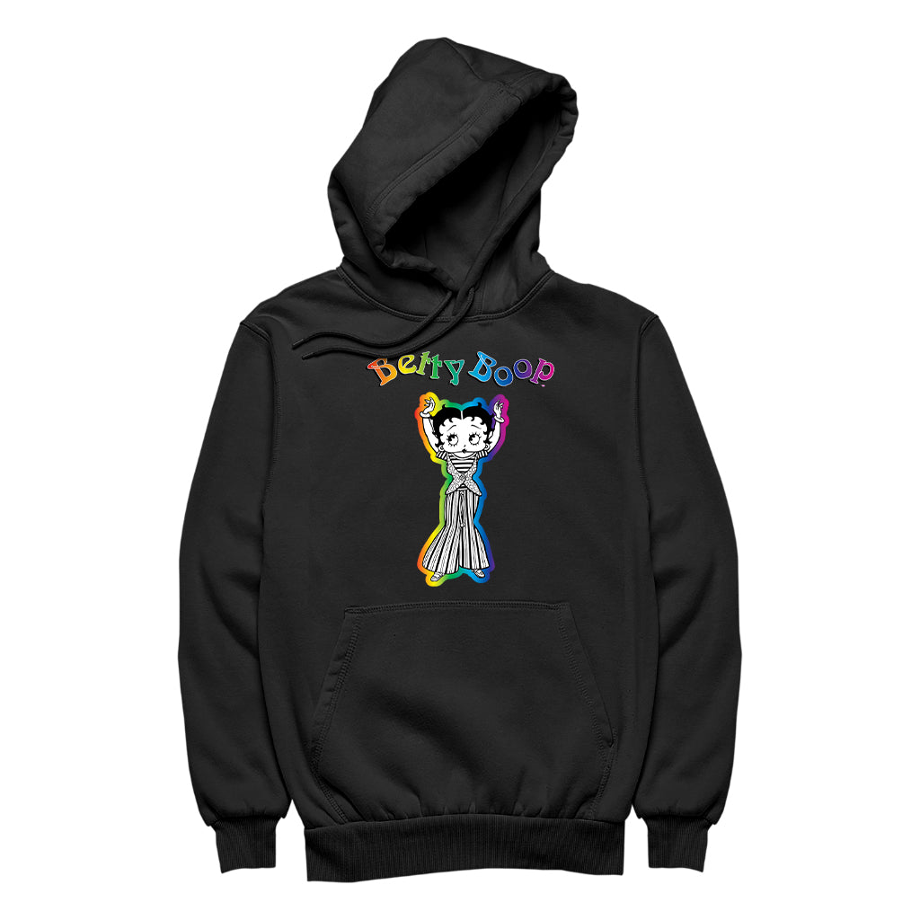 Betty Boop Groovy Striped Outfit Women's Hooded Sweatshirt