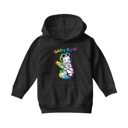 Betty Boop 70s Hippy Guitar Chick Kids Hooded Sweatshirt