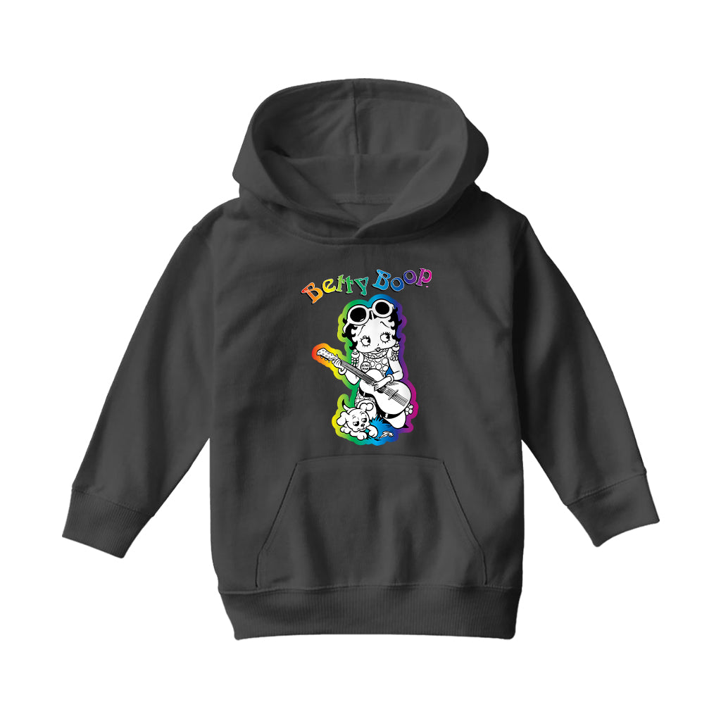 Betty Boop 70s Hippy Guitar Chick Kids Hooded Sweatshirt