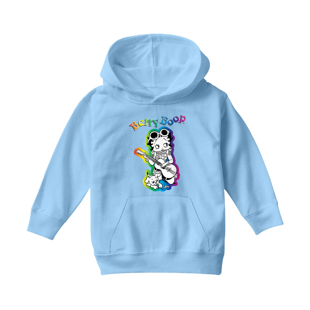 Betty Boop 70s Hippy Guitar Chick Kids Hooded Sweatshirt