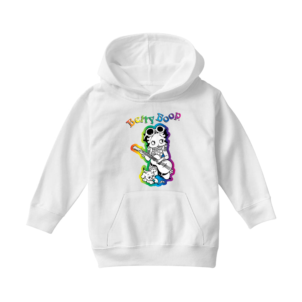 Betty Boop 70s Hippy Guitar Chick Kids Hooded Sweatshirt