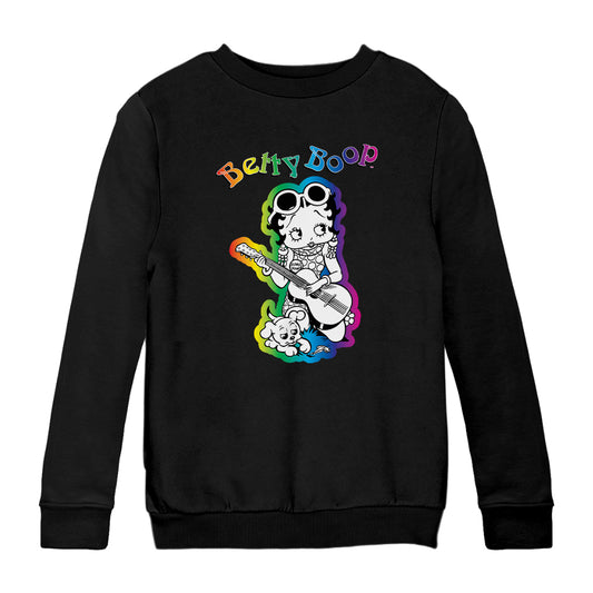 Betty Boop 70s Hippy Guitar Chick Kids Sweatshirt
