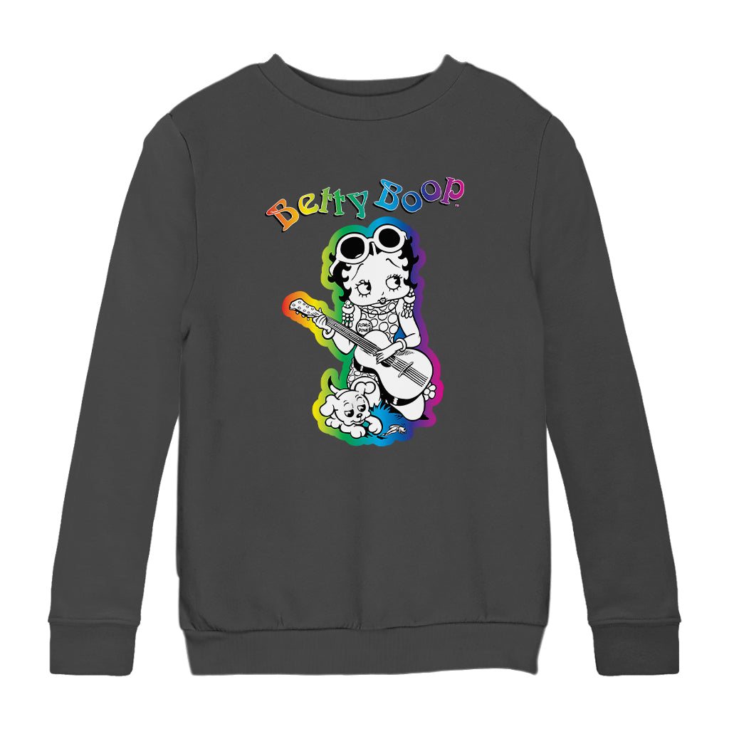 Betty Boop 70s Hippy Guitar Chick Kids Sweatshirt