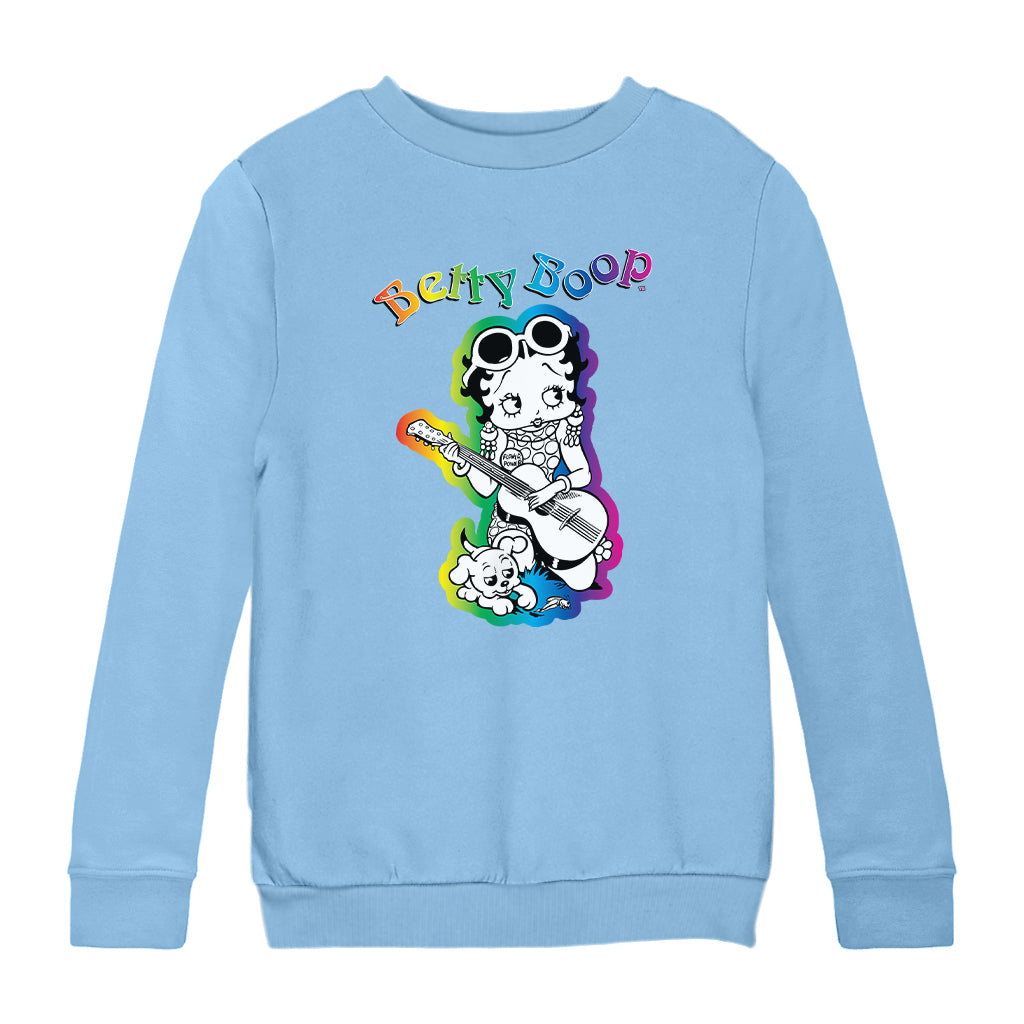 Betty Boop 70s Hippy Guitar Chick Kids Sweatshirt