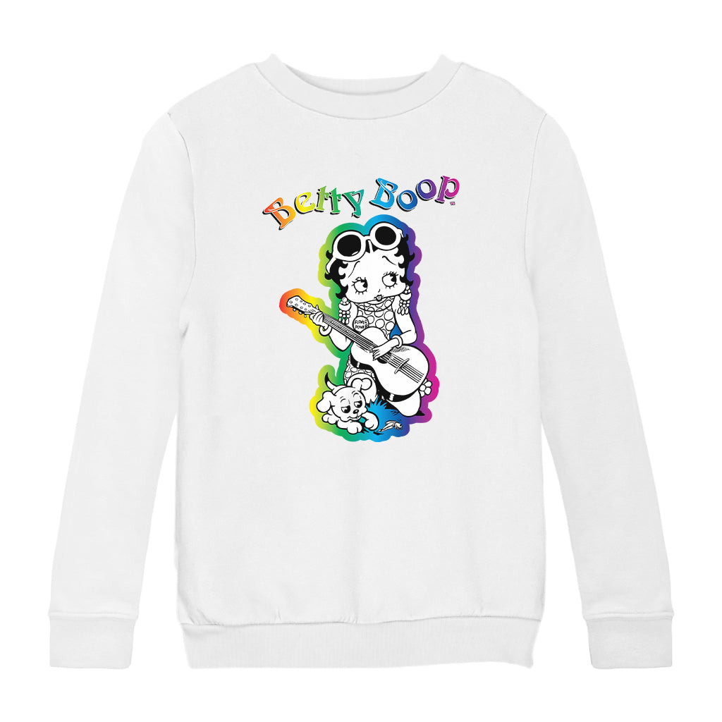 Betty Boop 70s Hippy Guitar Chick Kids Sweatshirt