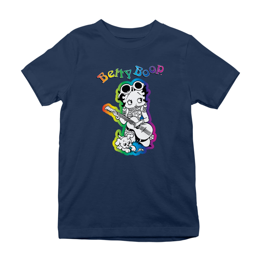 Betty Boop 70s Hippy Guitar Chick Kids T-Shirt