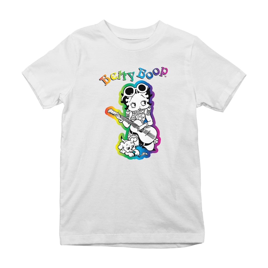 Betty Boop 70s Hippy Guitar Chick Kids T-Shirt
