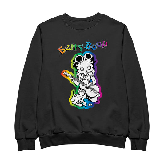 Betty Boop 70s Hippy Guitar Chick Women's Sweatshirt