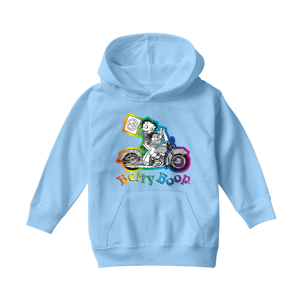 Betty Boop Groovy 70s Motorcycle Kids Hooded Sweatshirt