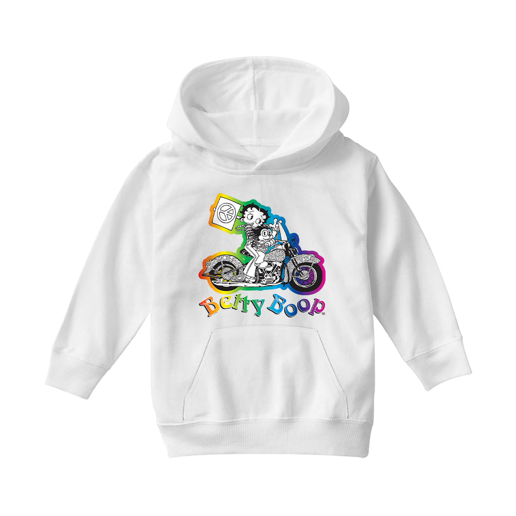 Betty Boop Groovy 70s Motorcycle Kids Hooded Sweatshirt