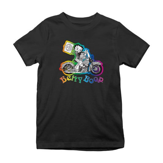 Betty Boop Groovy 70s Motorcycle Kids T-Shirt