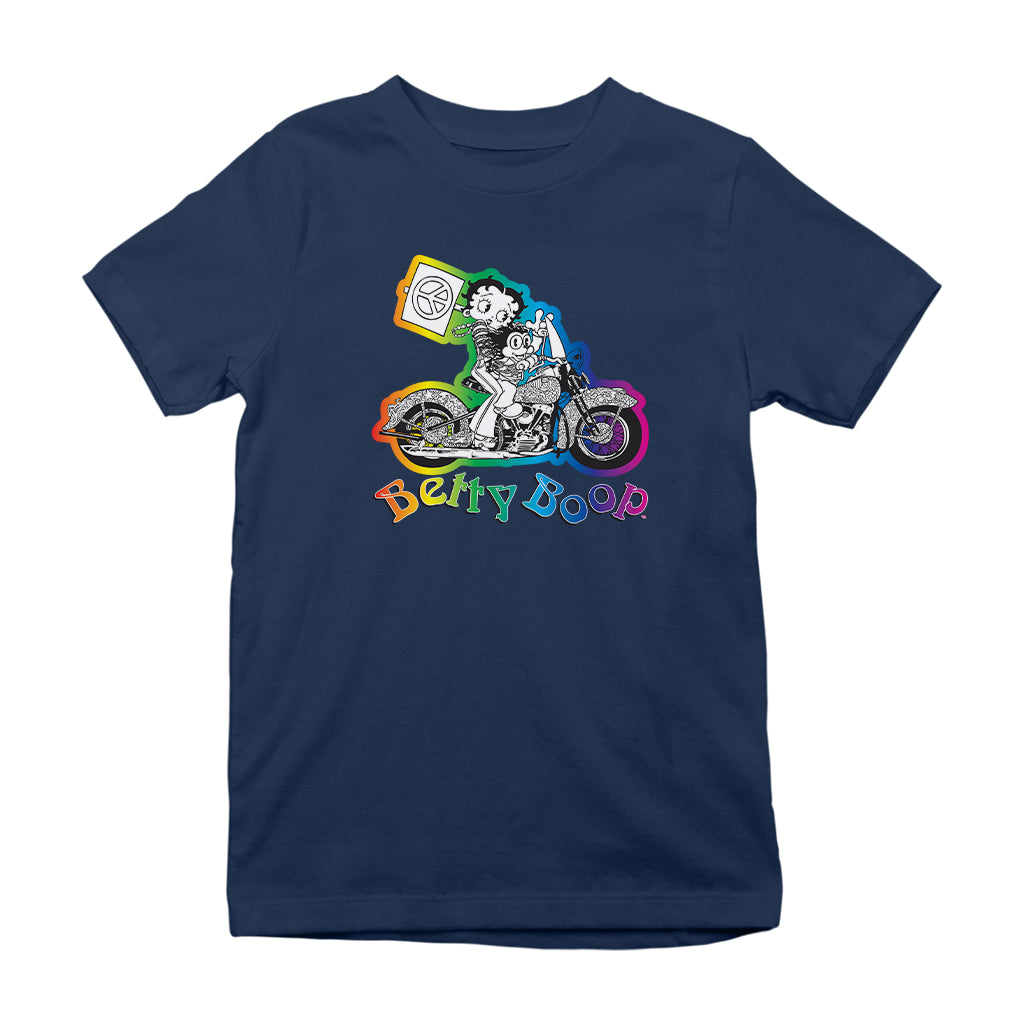 Betty Boop Groovy 70s Motorcycle Kids T-Shirt