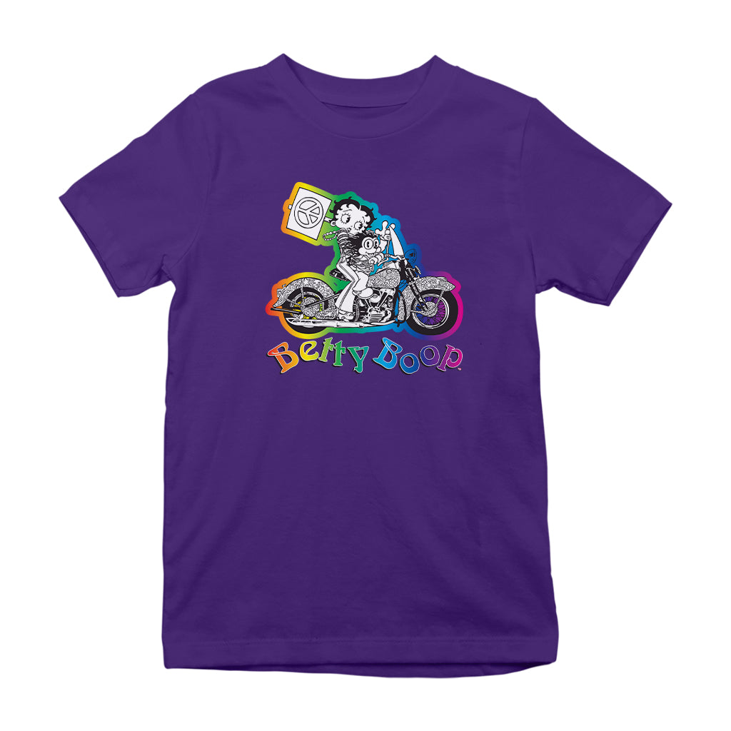 Betty Boop Groovy 70s Motorcycle Kids T-Shirt