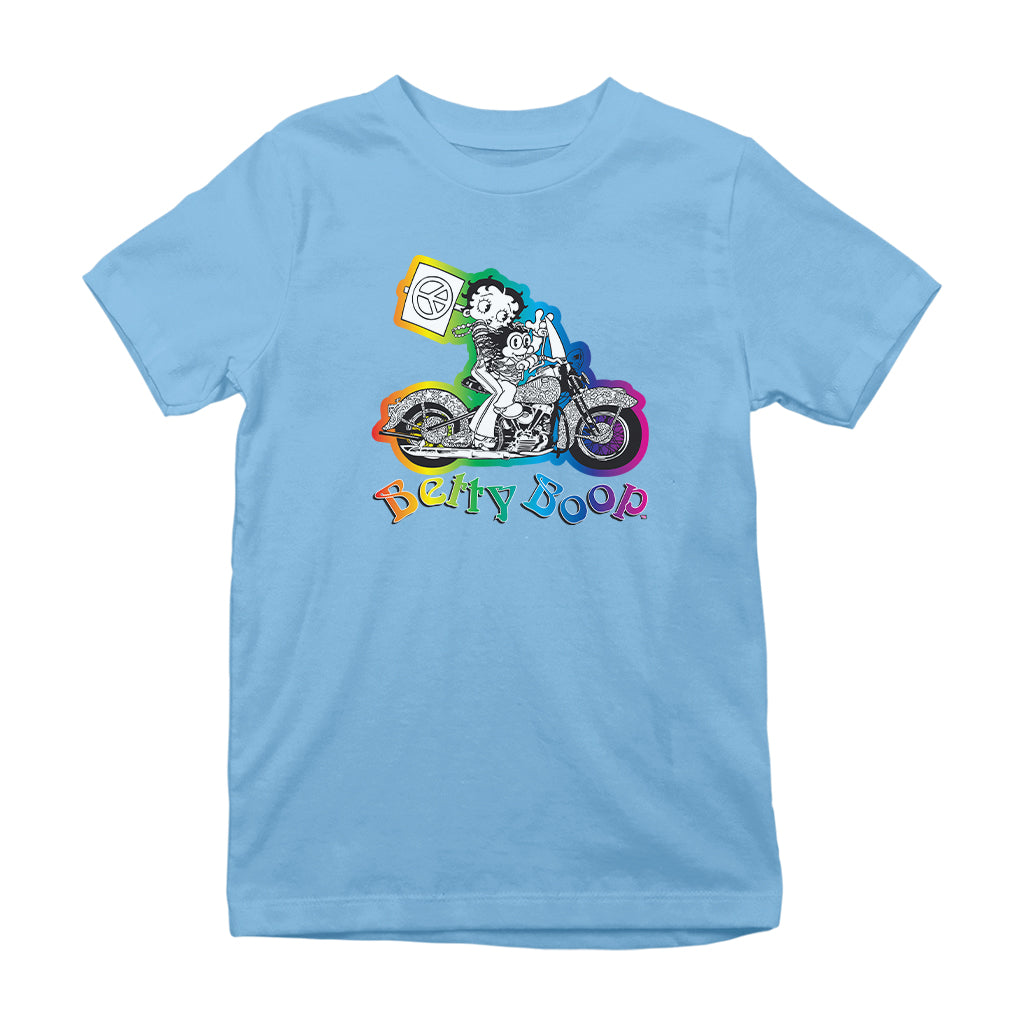 Betty Boop Groovy 70s Motorcycle Kids T-Shirt