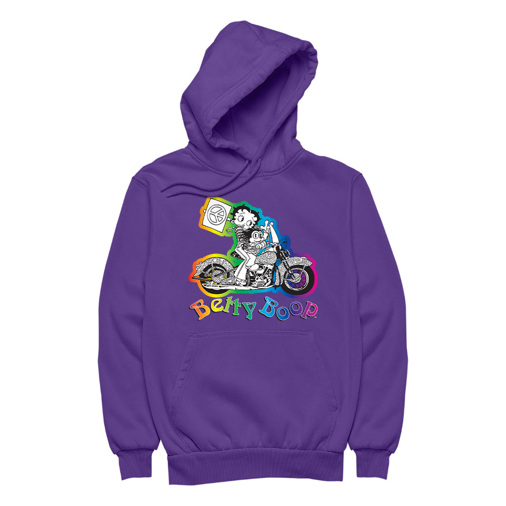 Betty Boop Groovy 70s Motorcycle Women's Hooded Sweatshirt