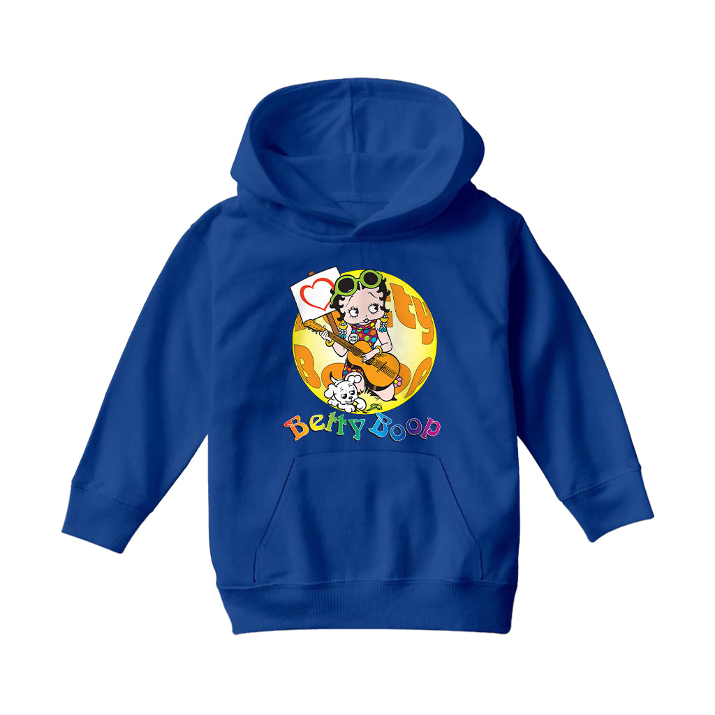 Betty Boop Groovy Guitar 70s Kids Hooded Sweatshirt