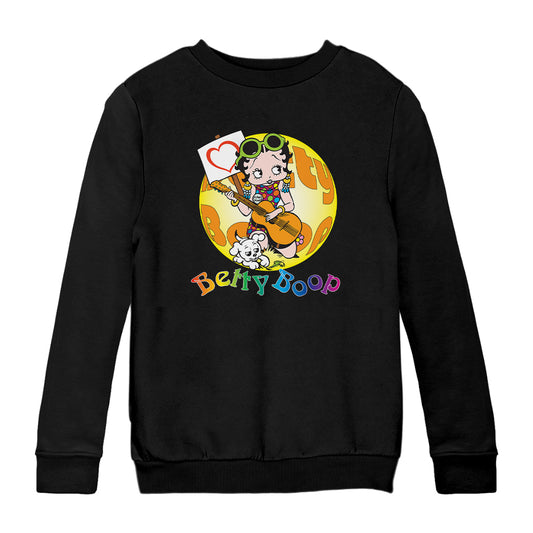 Betty Boop Groovy Guitar 70s Kids Sweatshirt