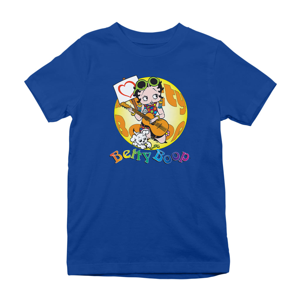 Betty Boop Groovy Guitar 70s Kids T-Shirt