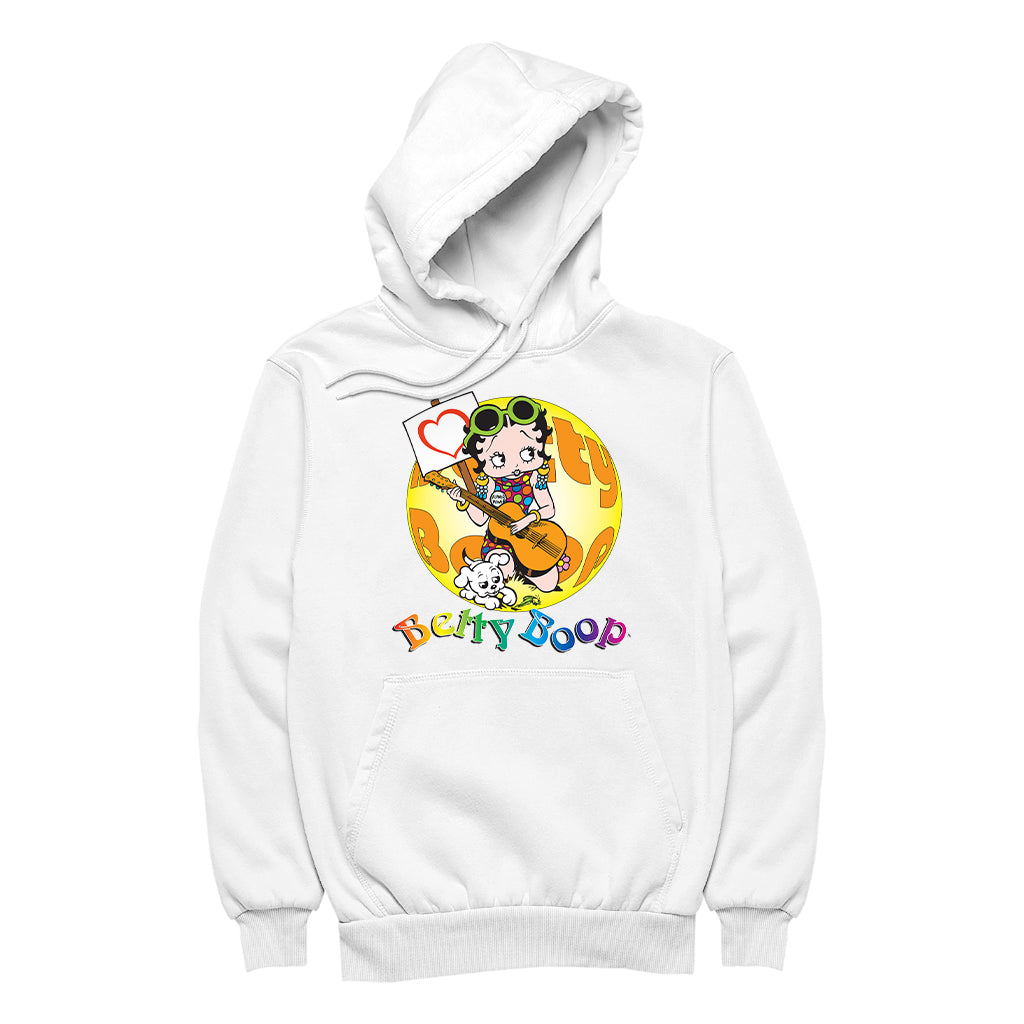 Betty Boop Groovy Guitar 70s Women's Hooded Sweatshirt