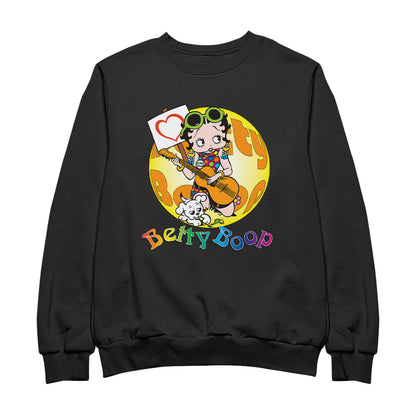 Betty Boop Groovy Guitar 70s Women's Sweatshirt