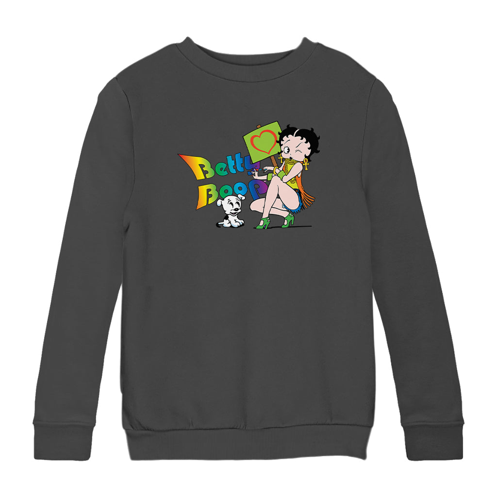Betty Boop Groovy 70s Pudgy Love Kids Sweatshirt