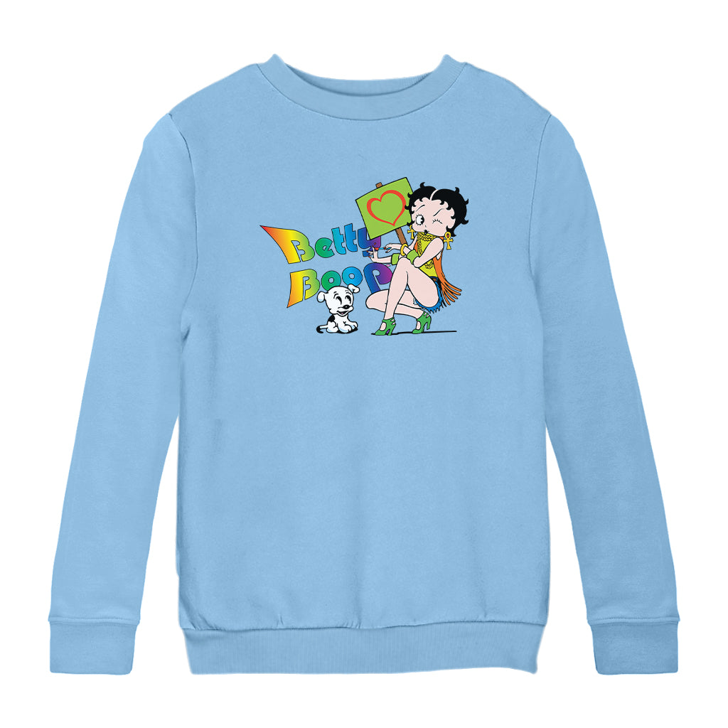 Betty Boop Groovy 70s Pudgy Love Kids Sweatshirt