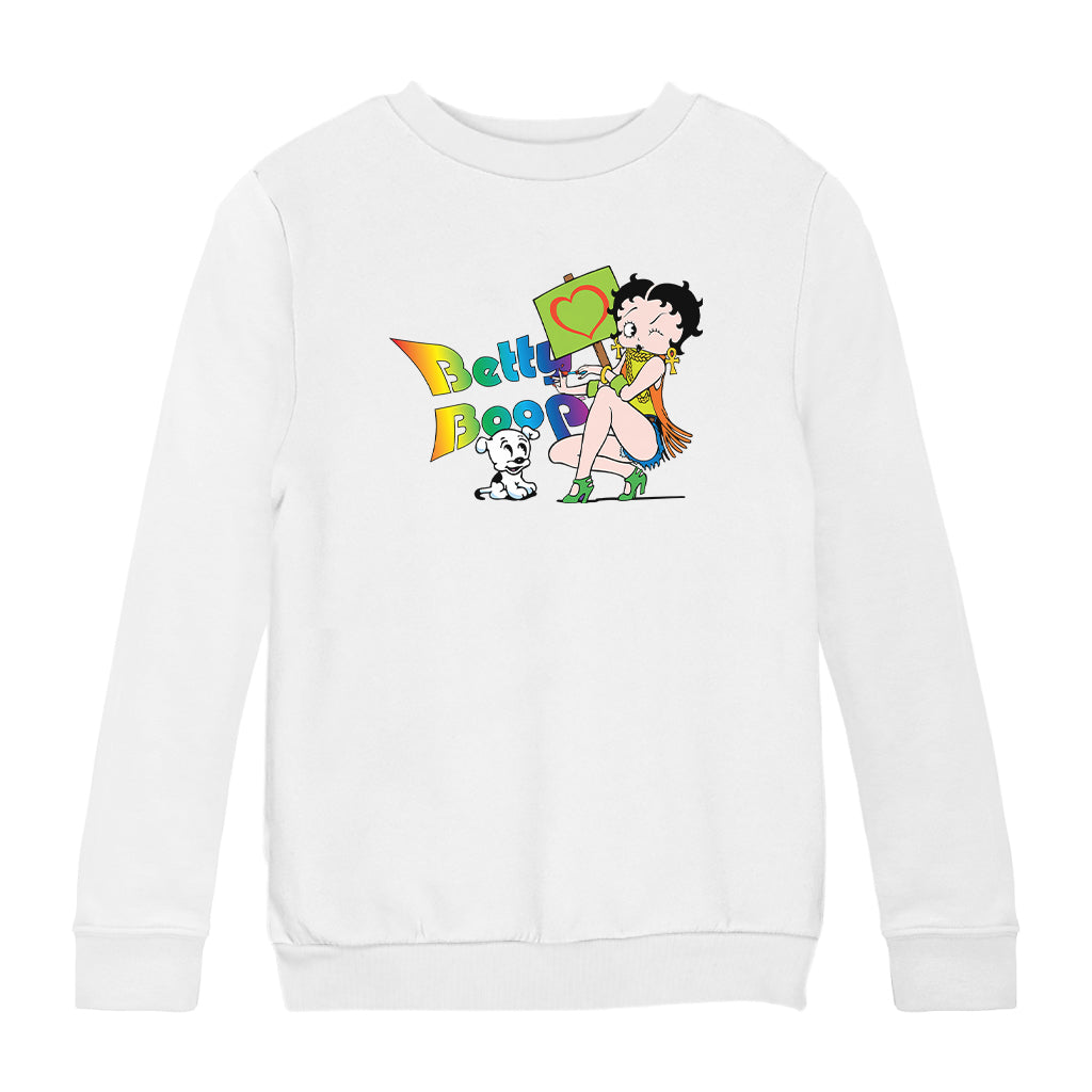 Betty Boop Groovy 70s Pudgy Love Kids Sweatshirt