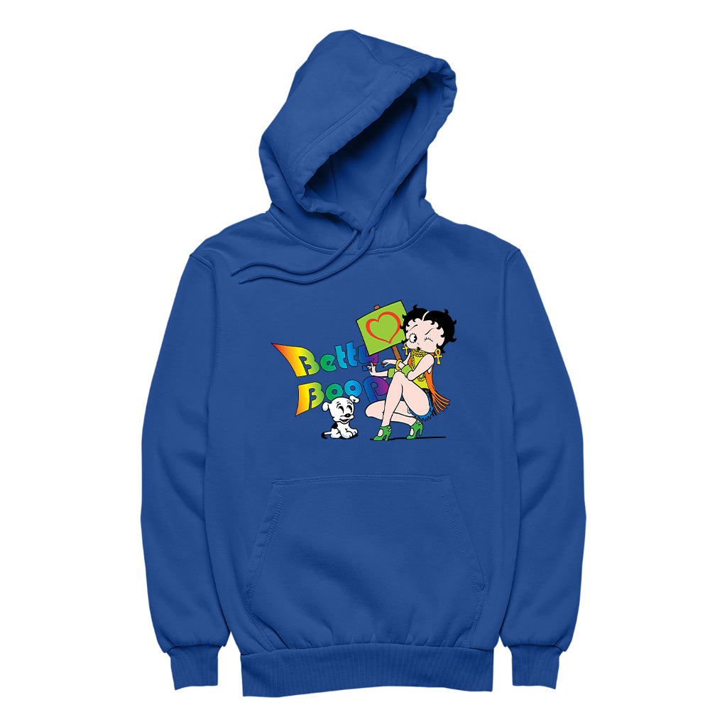 Betty Boop Groovy 70s Pudgy Love Men's Hooded Sweatshirt