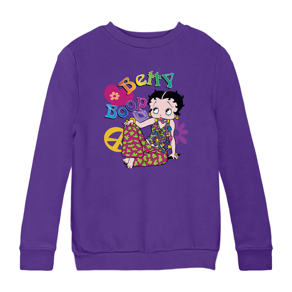Betty Boop Groovy Hippy Peace & Love Kids Sweatshirt
