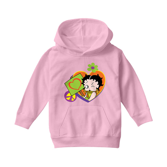 Betty Boop Hippy Heart Sign Kids Hooded Sweatshirt