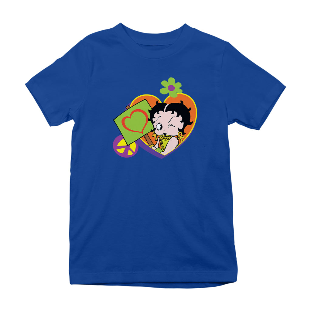 Betty Boop Hippy Heart Sign Kids T-Shirt
