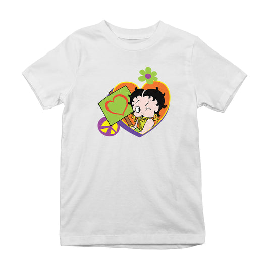 Betty Boop Hippy Heart Sign Kids T-Shirt