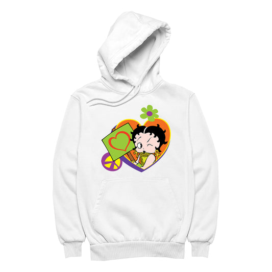 Betty Boop Hippy Heart Sign Men's Hooded Sweatshirt