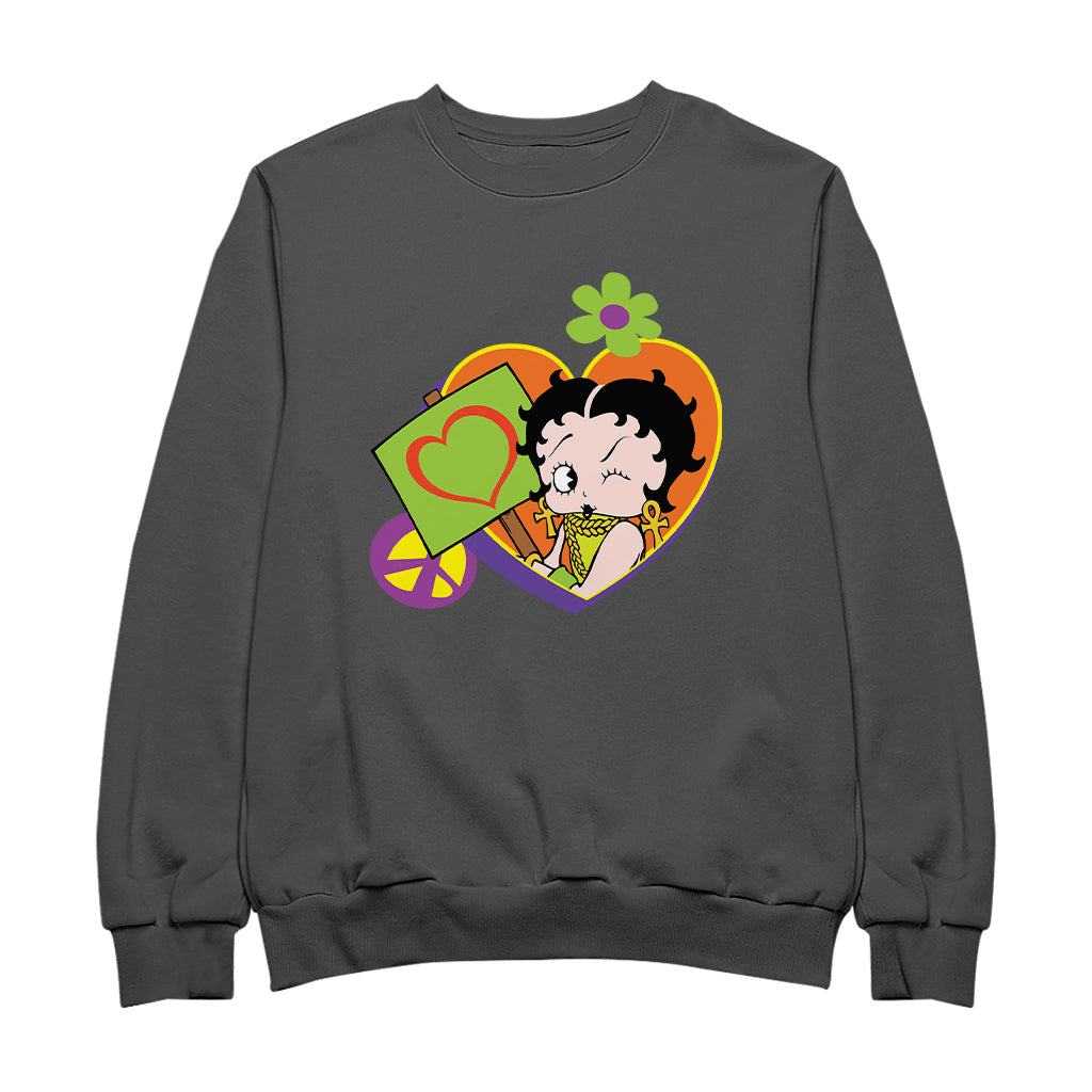 Betty Boop Hippy Heart Sign Men's Sweatshirt