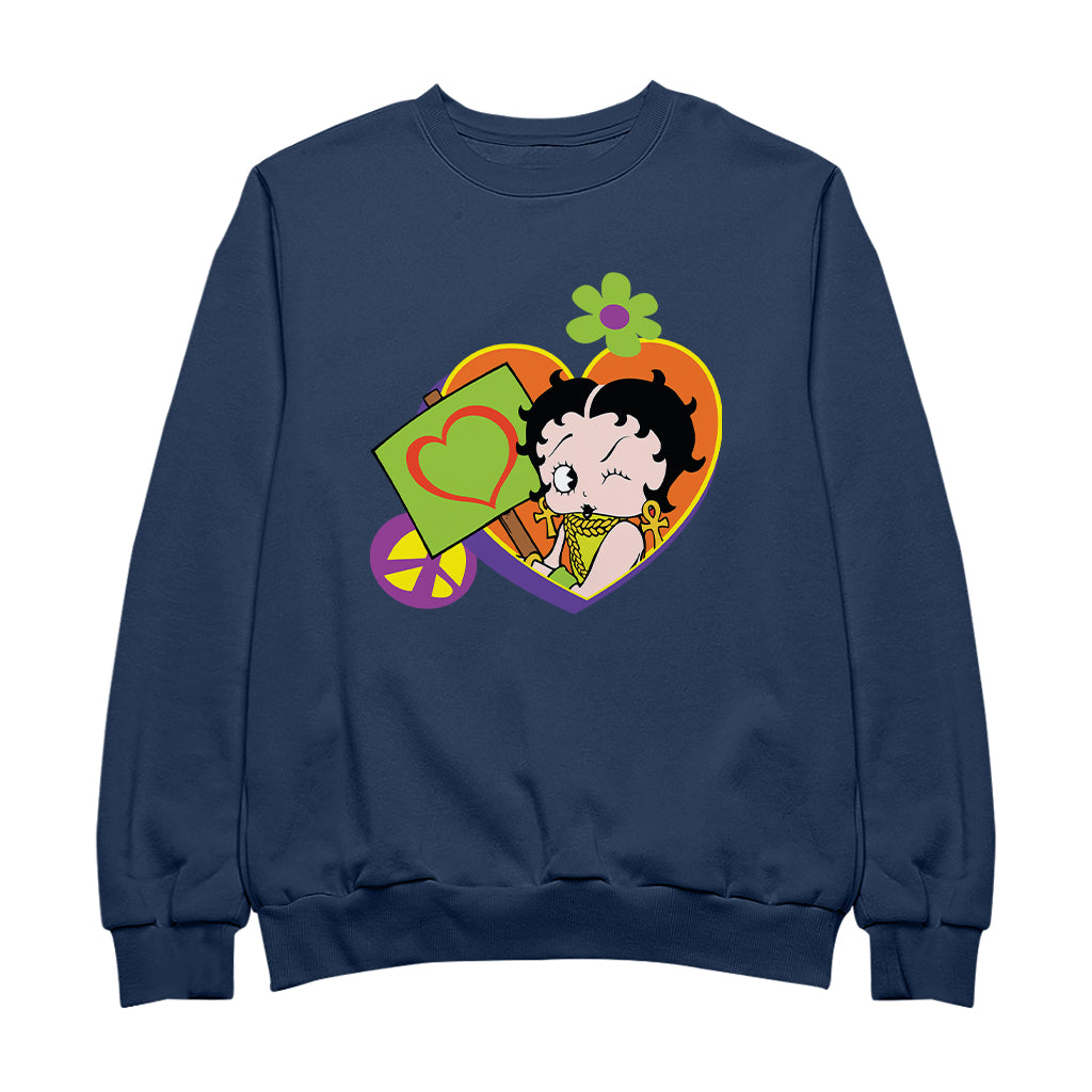 Betty Boop Hippy Heart Sign Men's Sweatshirt