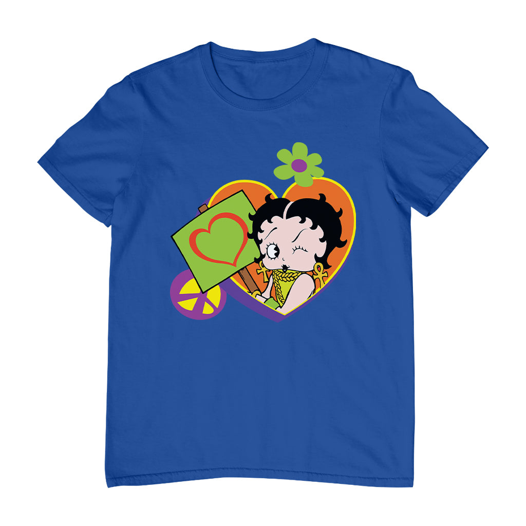 Betty Boop Hippy Heart Sign Men's T-Shirt