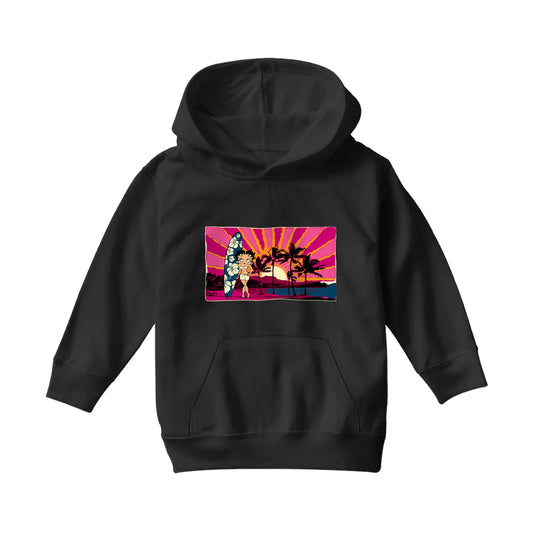Betty Boop Surf Babe Sunset Kids Hooded Sweatshirt