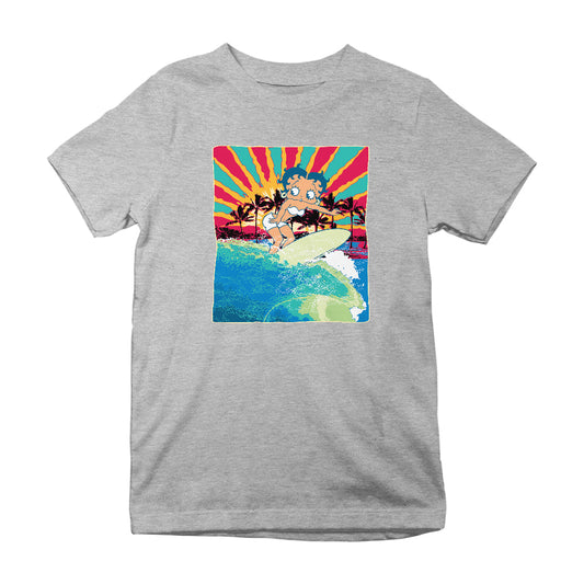 Betty Boop Surfer Betty Riding Wave Kids T-Shirt