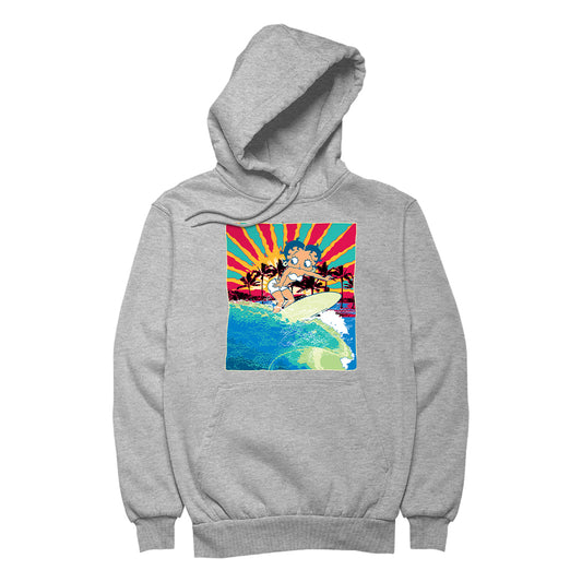 Betty Boop Surfer Betty Riding Wave Women's Hooded Sweatshirt