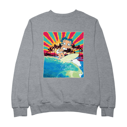 Betty Boop Surfer Betty Riding Wave Women's Sweatshirt