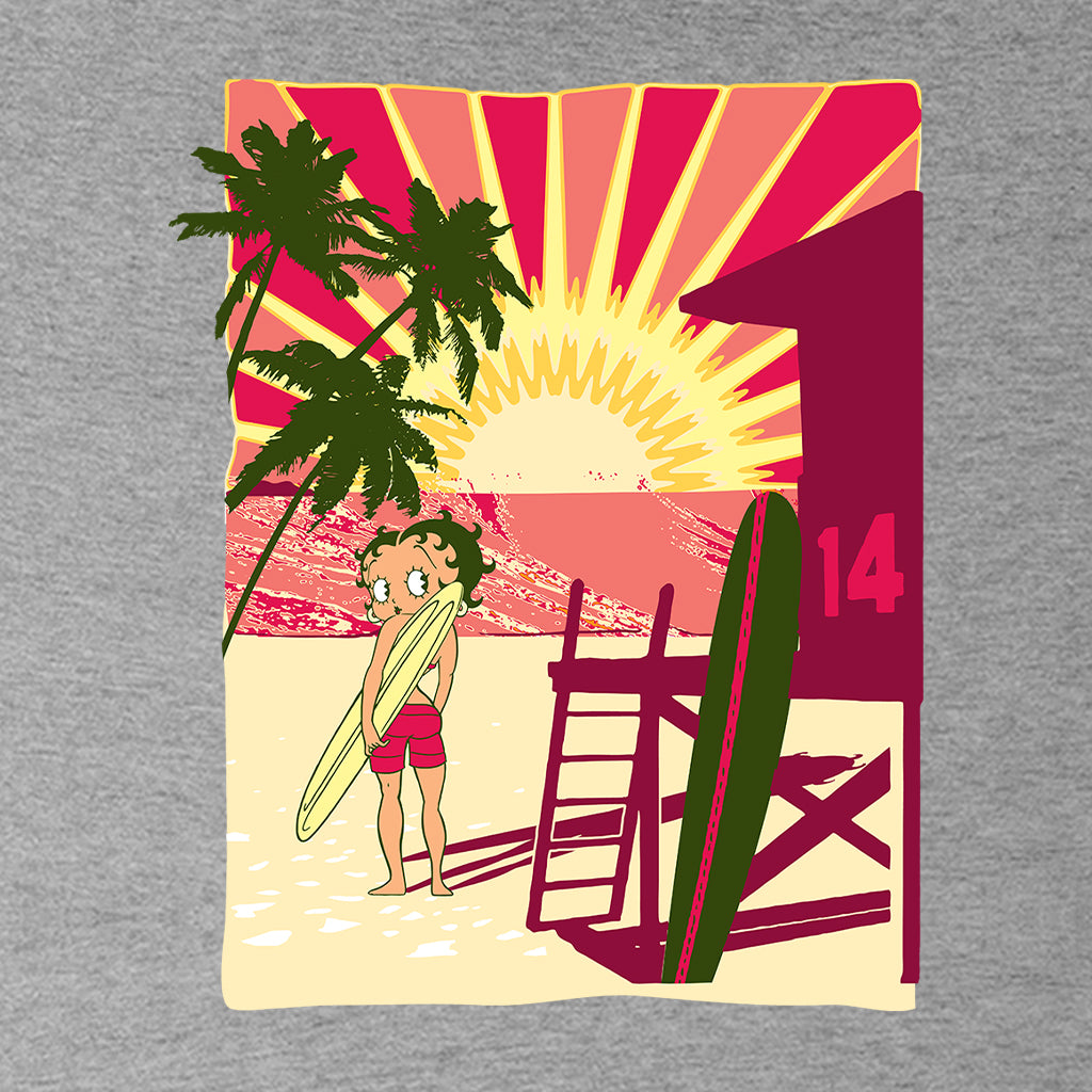 Betty Boop Sunset Beach Surfer Kids Hooded Sweatshirt