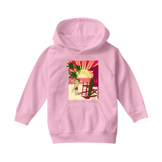 Betty Boop Sunset Beach Surfer Kids Hooded Sweatshirt