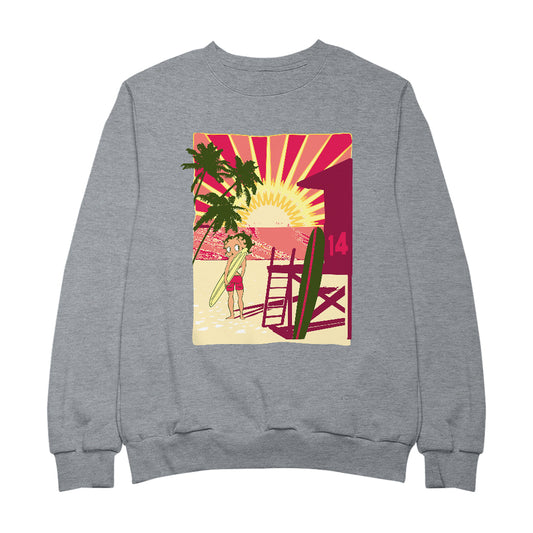 Betty Boop Sunset Beach Surfer Women's Sweatshirt