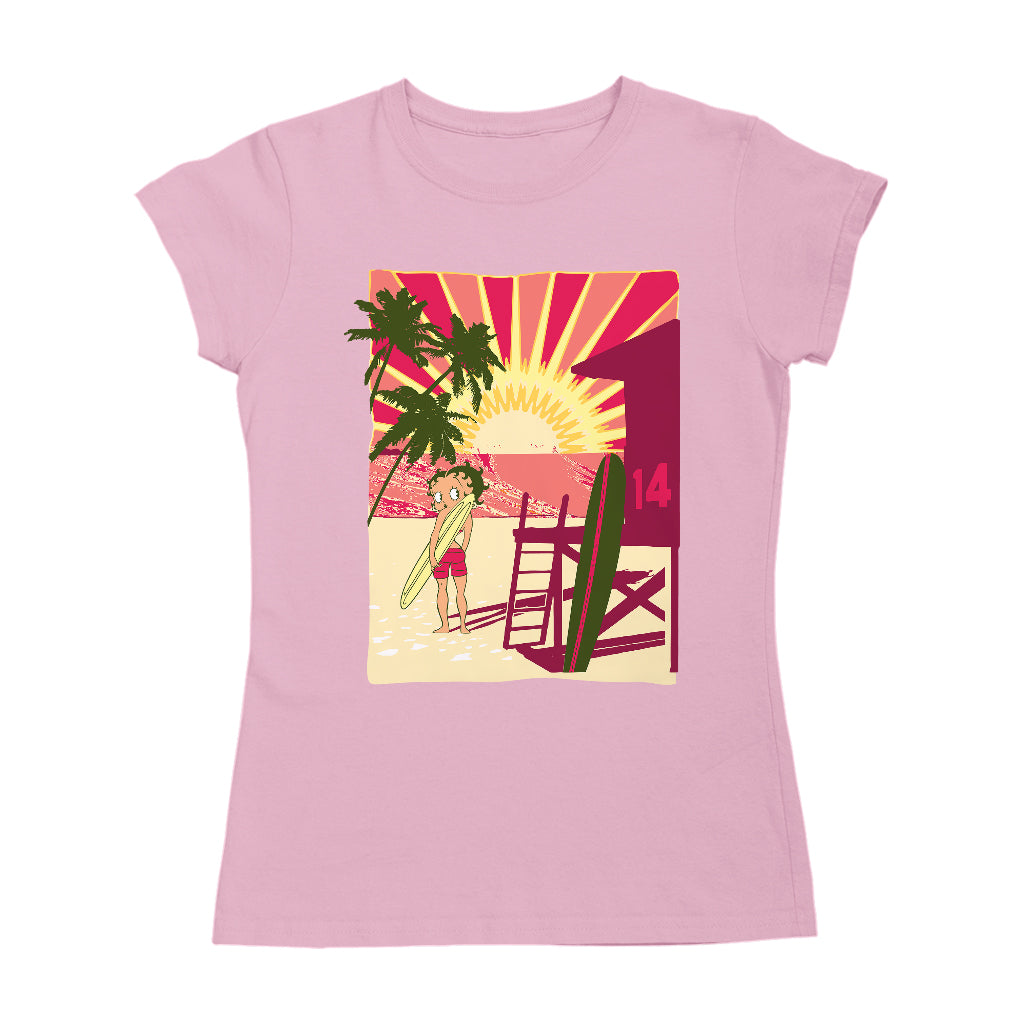 Betty Boop Sunset Beach Surfer Women's T-Shirt