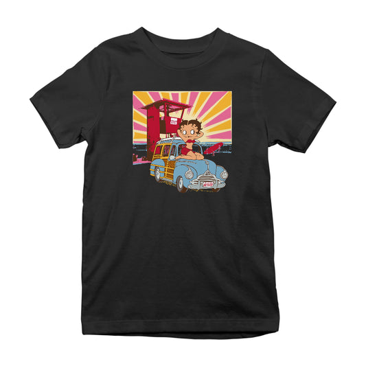 Betty Boop Beach Pin Up Surf Car Kids T-Shirt