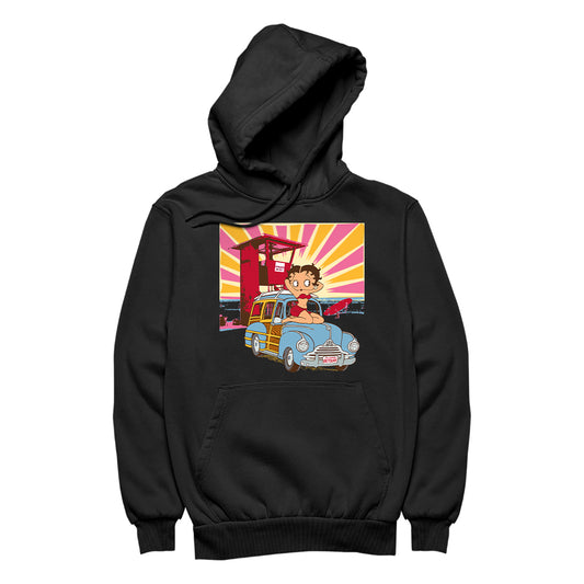 Betty Boop Beach Pin Up Surf Car Men's Hooded Sweatshirt