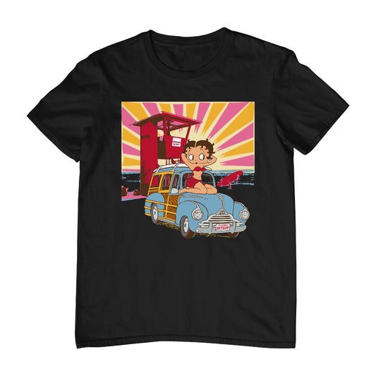 Betty Boop Beach Pin Up Surf Car Men's T-Shirt