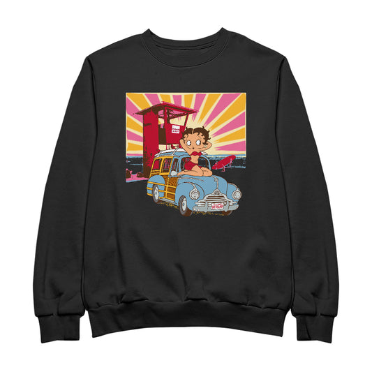 Betty Boop Beach Pin Up Surf Car Women's Sweatshirt