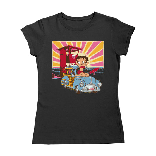 Betty Boop Beach Pin Up Surf Car Women's T-Shirt